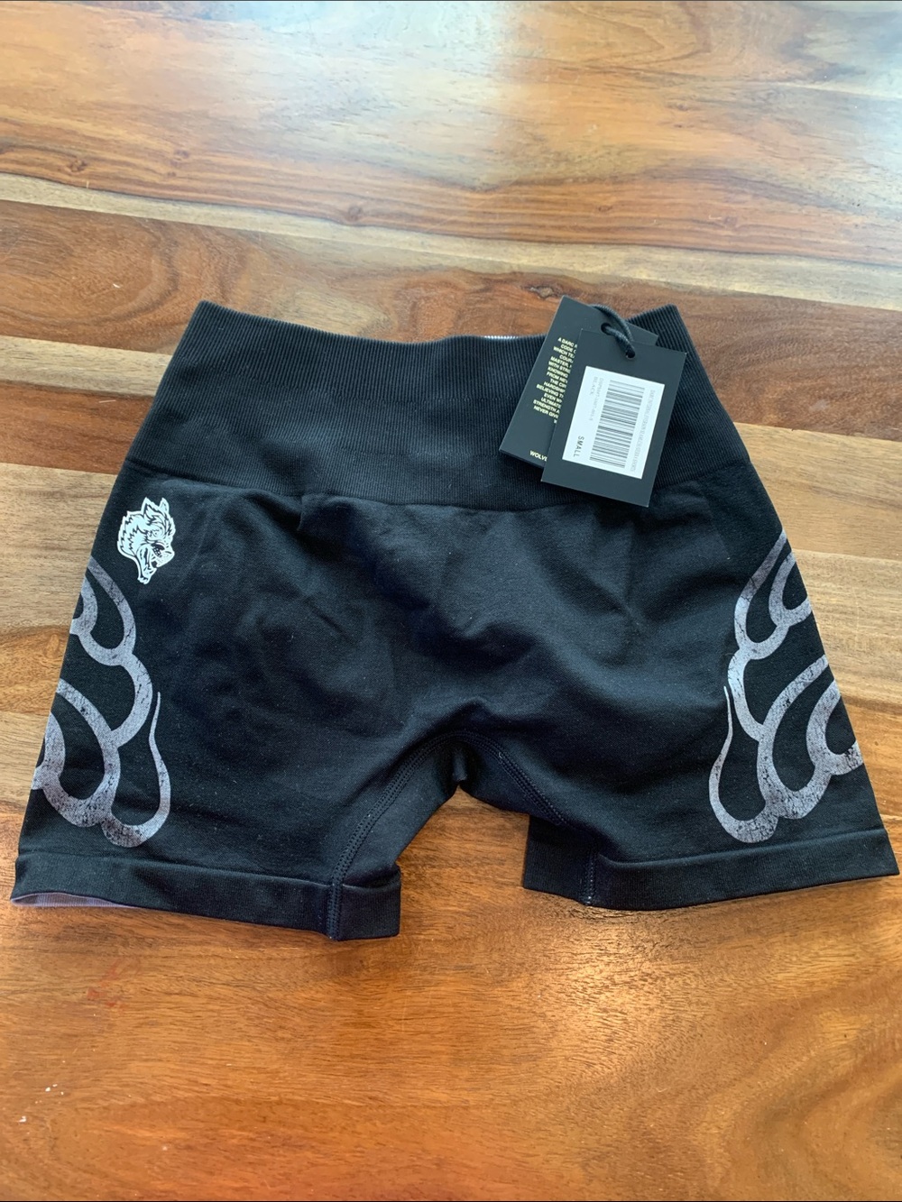 Darc Sport Black Flame-Accent High-Waist Bike Shorts